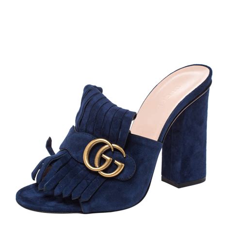 gucci navy pursuit navy slide|Gucci slides women size 36.